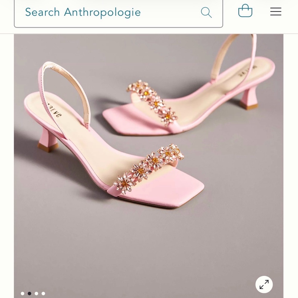 Maeve Gem Floral Kitten Heels – Pink (Anthropologie)
